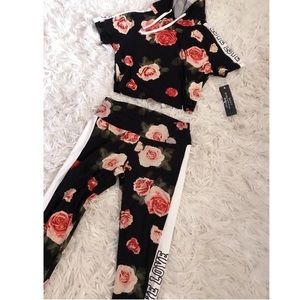 2 Piece Floral love jogger set